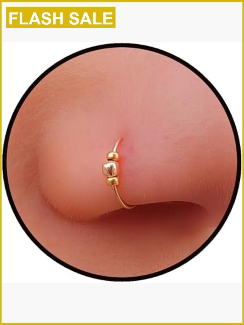24G 7mm Gold Filled Nose Ring Hoop with Opal Bead - Handmade Piercing Jewelry
